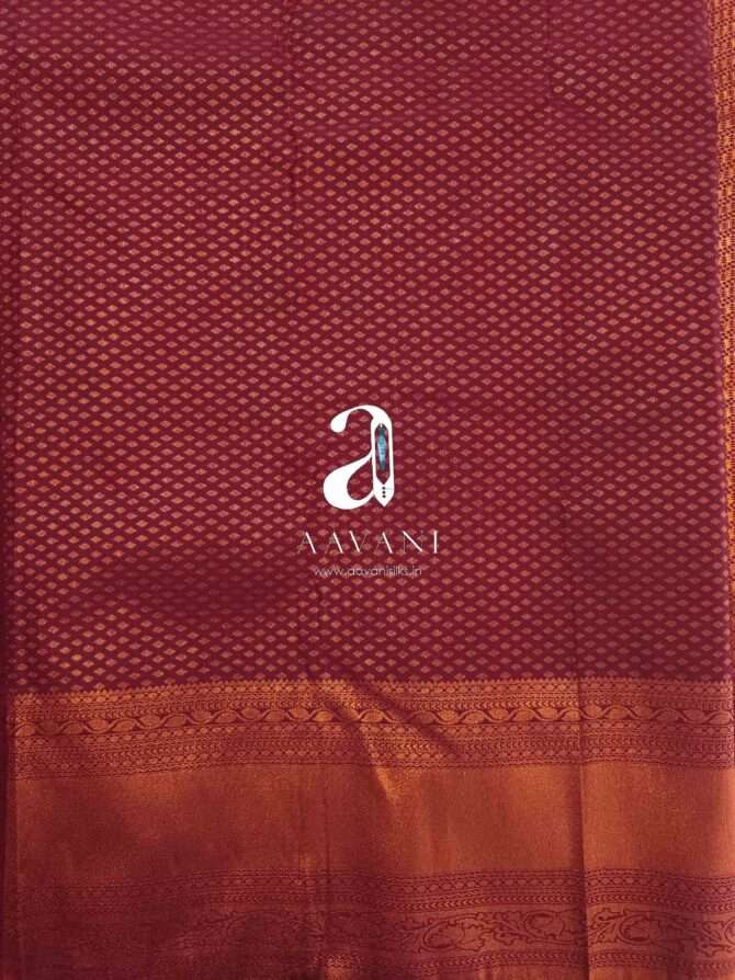 Maroon Colour Copper Zari Bridal Semil Silk Saree - Image 5