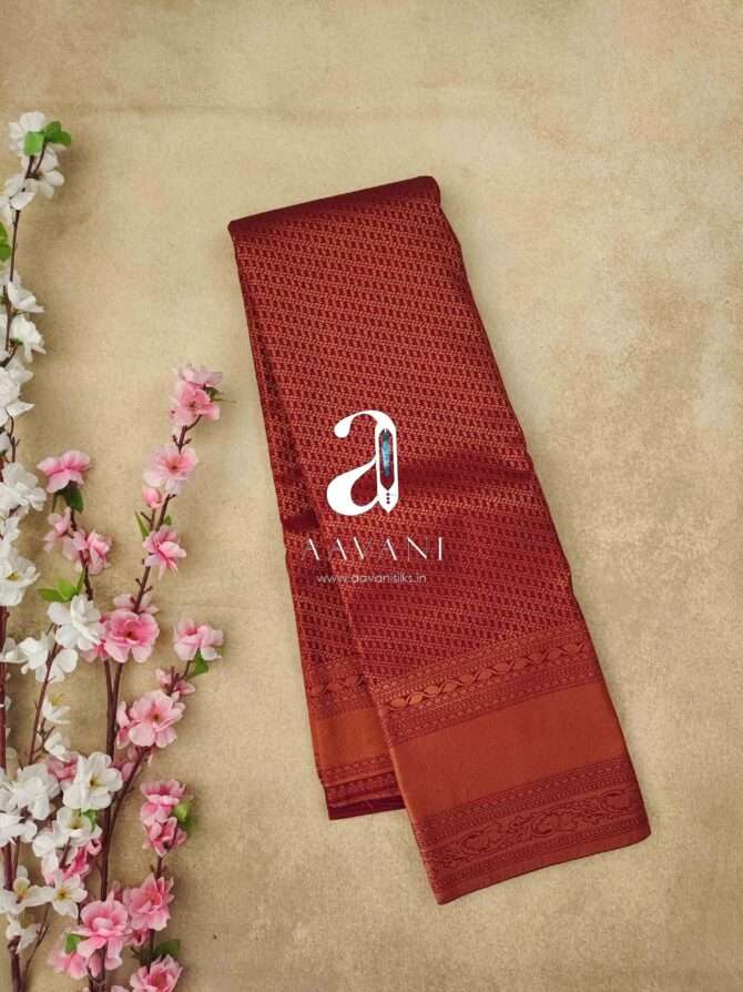 Maroon Colour Copper Zari Bridal Semil Silk Saree