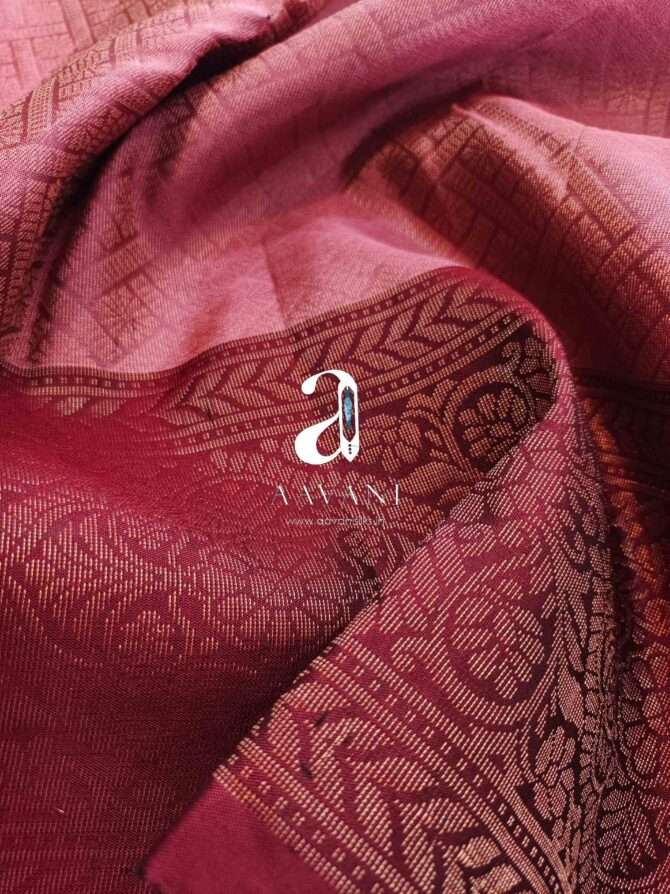 Maroon Color with Onion Pink Combination Soft Silk Saree - Image 3