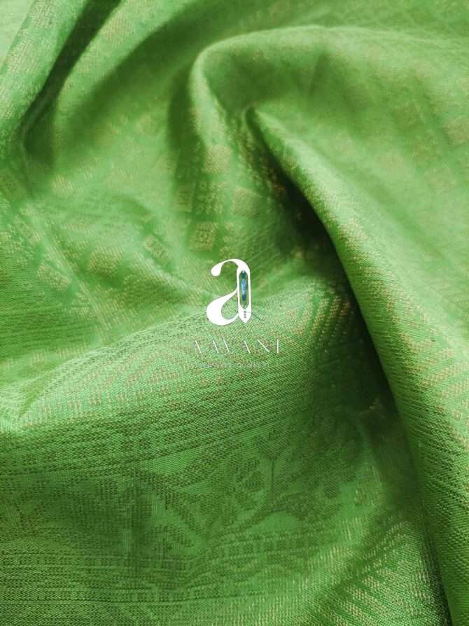 Pastel Green All Over Design Soft Silk Saree - Image 3