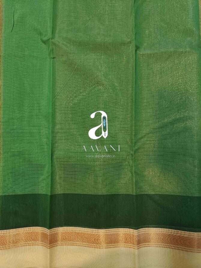 Beautiful Pastel Green Color Korvai Border All Self Silk Cotton Saree - Image 5