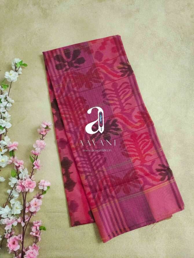 DarkPink Color Printed Silk Cotton Saree