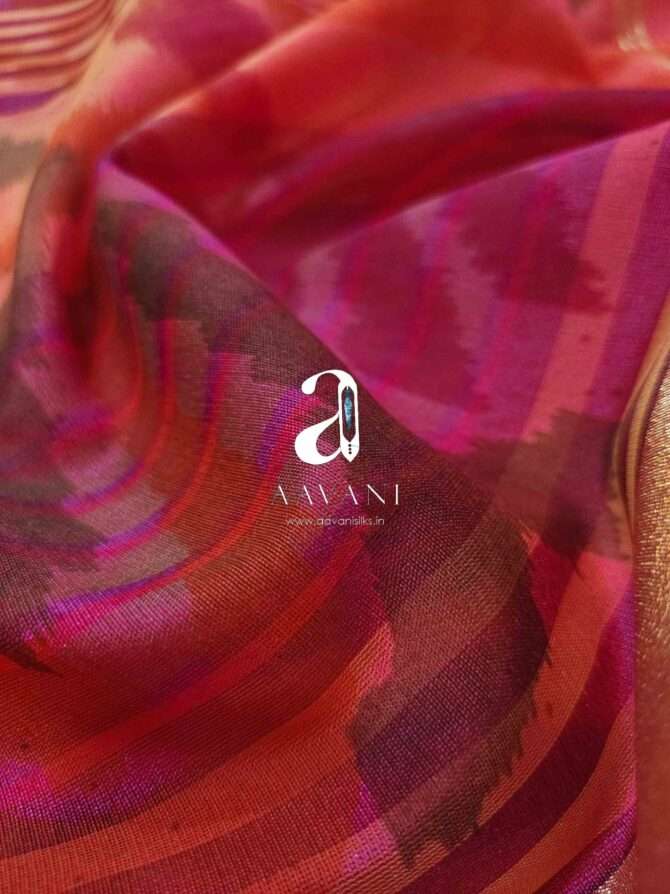 DarkPink Color Printed Silk Cotton Saree - Image 3