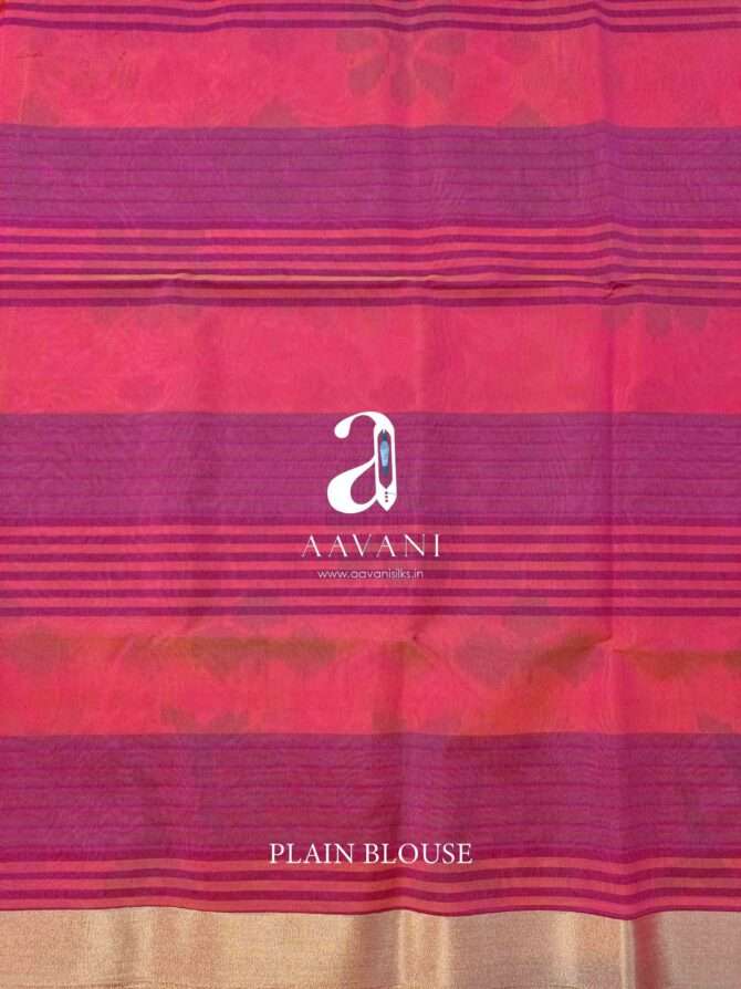 DarkPink Color Printed Silk Cotton Saree - Image 5