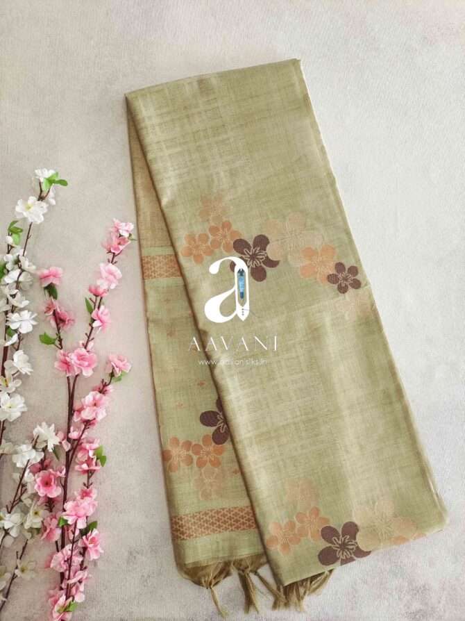 Elegant Light Kakhi Color Banaras Saree