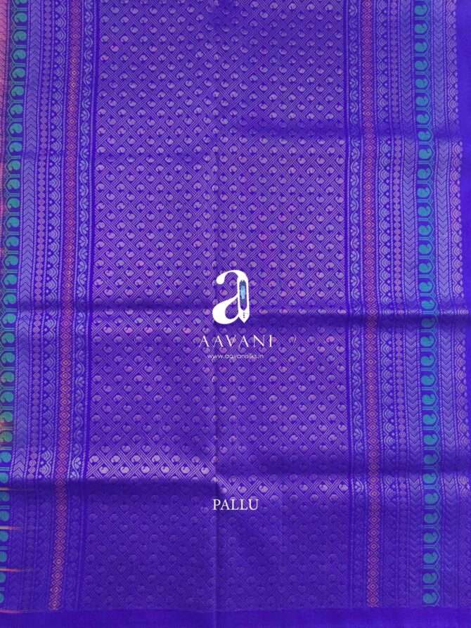 Pink with Pepsi Blue Color Combination Soft Silk Saree - Image 4