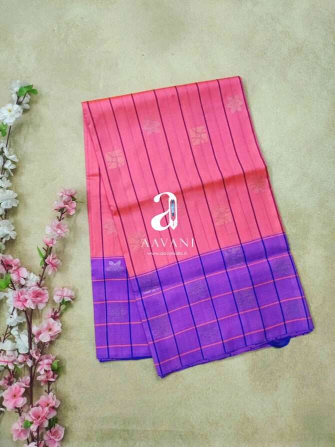 Pink with Pepsi Blue Color Combination Soft Silk Saree