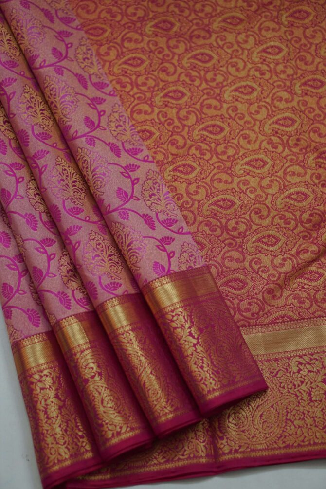 Soft Bridal Silk Saree - Pink - Image 2