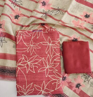 Peach Color Tussar Salwar Material - Unstitched
