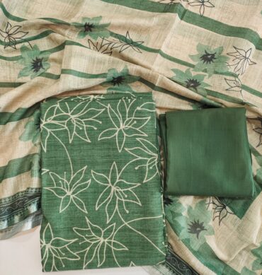 Green Color Tussar Salwar Material - Unstitched