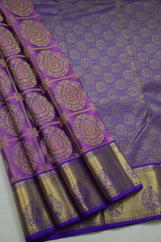 Soft Bridal Silk Saree - Violet - Image 2