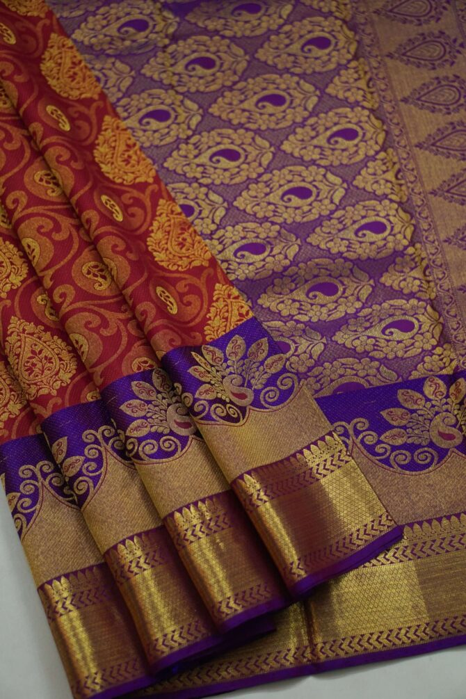Soft Bridal Silk Saree - Red - Image 2