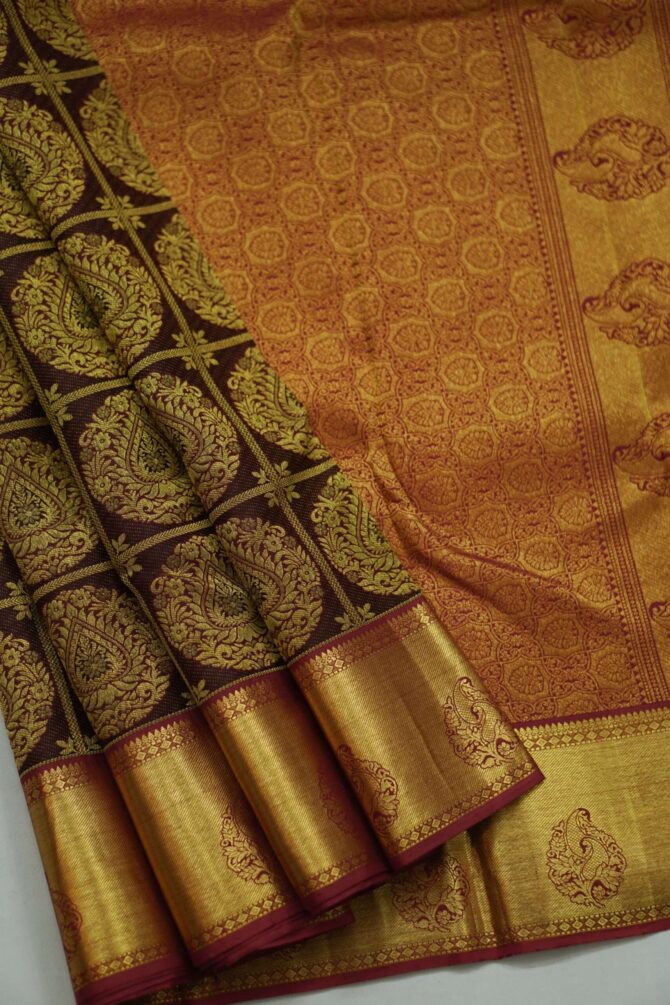 Soft Bridal Silk Saree - Coffee Brown - Image 2