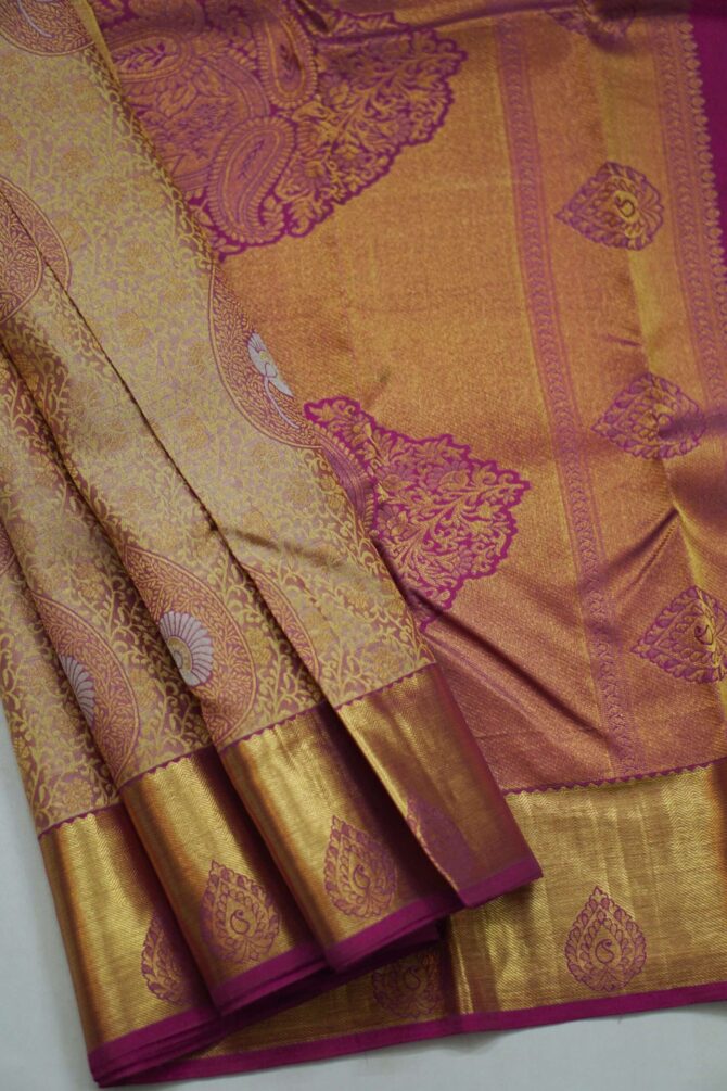 Soft Bridal Silk Saree -  Dual Shade Pale Pink - Image 2
