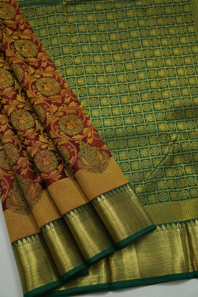 Soft Bridal Silk Saree - Maroon - Image 2