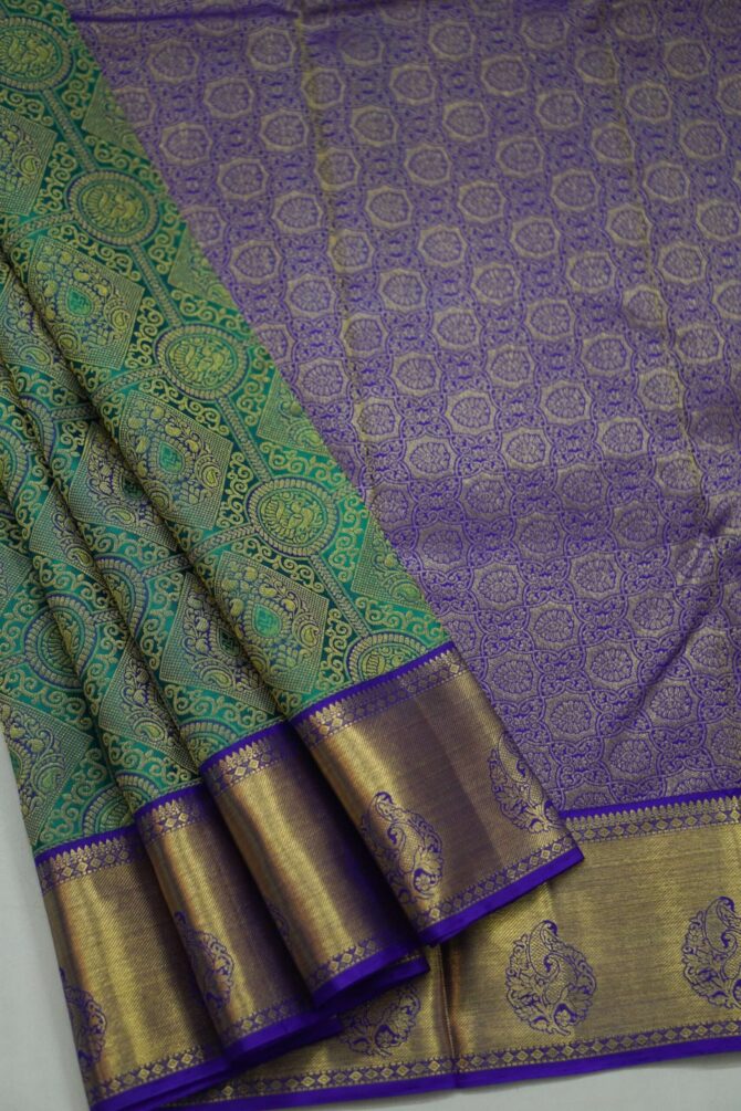 Soft Bridal Silk Saree - Green - Image 2