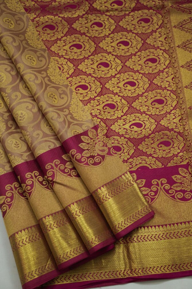 Soft Bridal Silk Saree - Double Shade Light Onion Pink - Image 2