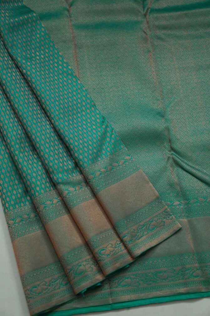 Soft Bridal Silk Saree- Green - Image 2