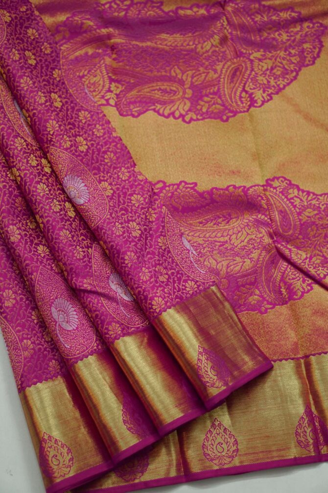 Soft Bridal Silk Saree - Pink - Image 2