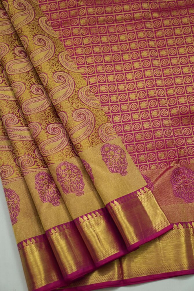 Soft Bridal Silk Saree - Mustard - Image 2