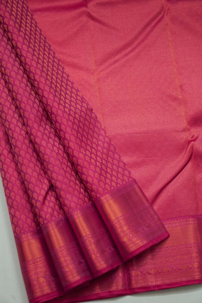 Soft Bridal Silk Saree - Rani Pink - Image 2