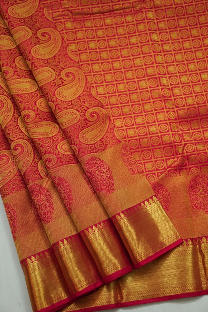 Soft Bridal Silk Saree - Red - Image 2