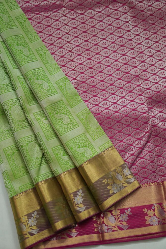 Soft Bridal Silk Saree - Green - Image 2