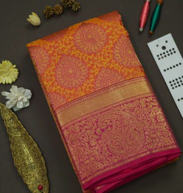 Soft Bridal Silk Saree - Dual Shade Orange