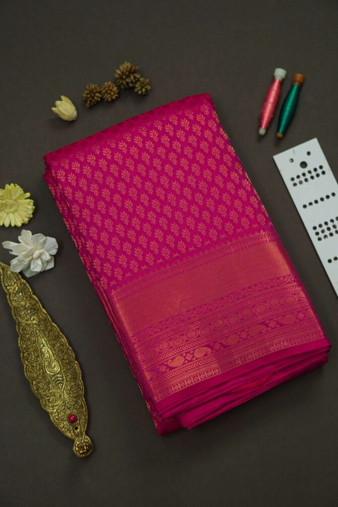 Soft Bridal Silk Saree - Rani Pink
