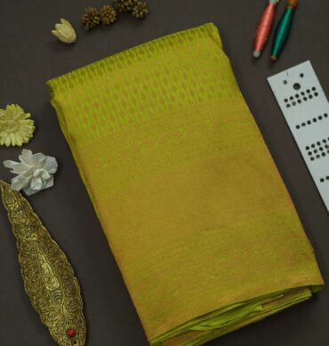 Soft Bridal Silk Saree - Lime Green