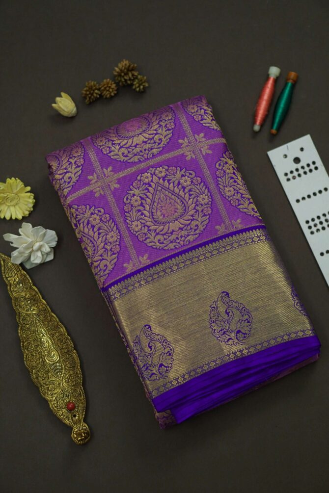 Soft Bridal Silk Saree - Violet