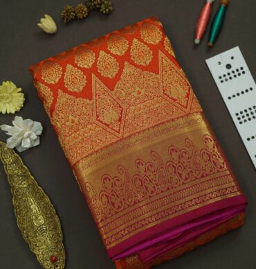 Soft Bridal Silk Saree - Orange