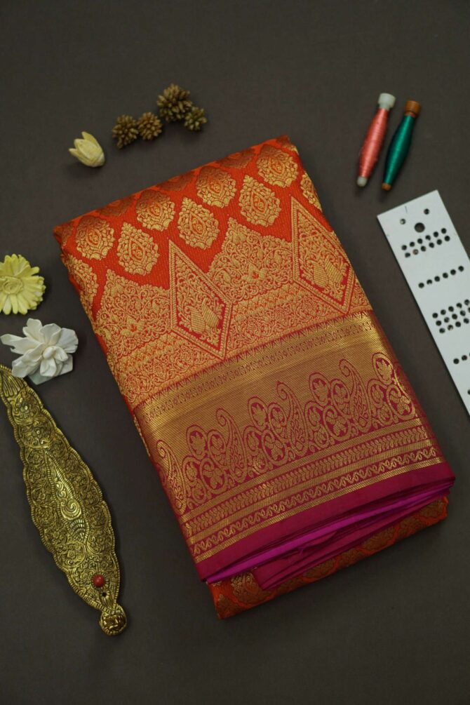 Soft Bridal Silk Saree - Orange