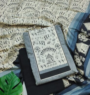Grey Colour Cotton Salwar Material - Unstitched