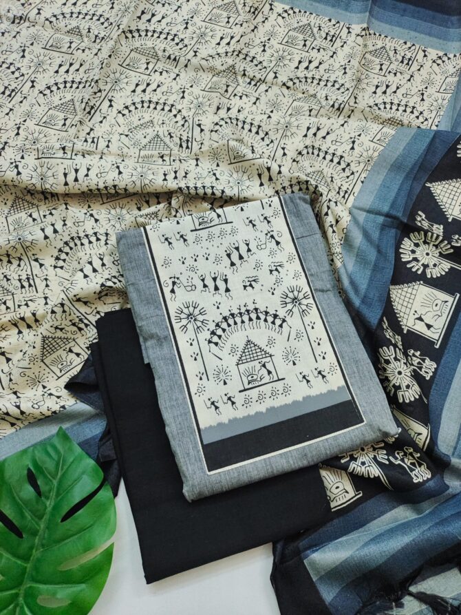 Grey Colour Cotton Salwar Material - Unstitched