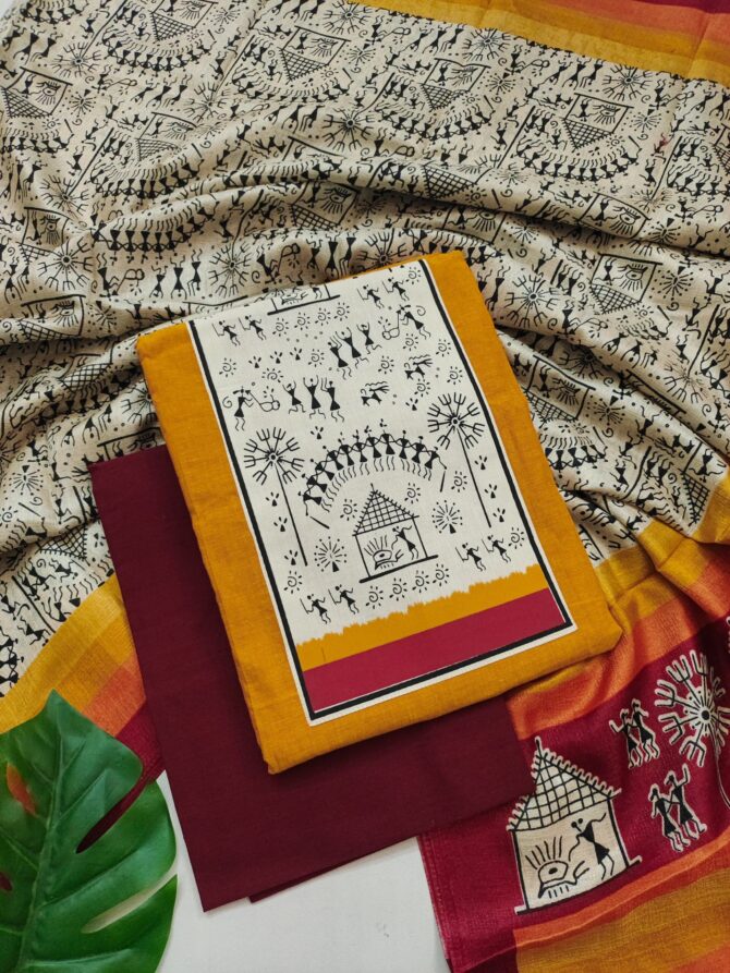 Mustard Color Cotton Salwar Material - Unstitched