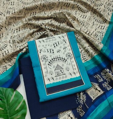 Rama Blue Color Cotton Salwar Material - Unstitched