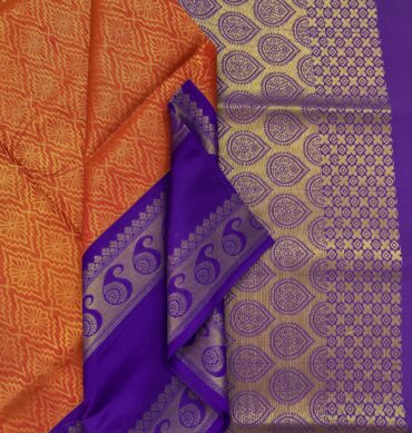 Orange Colour - Tissue All Over Design Silk Cotton