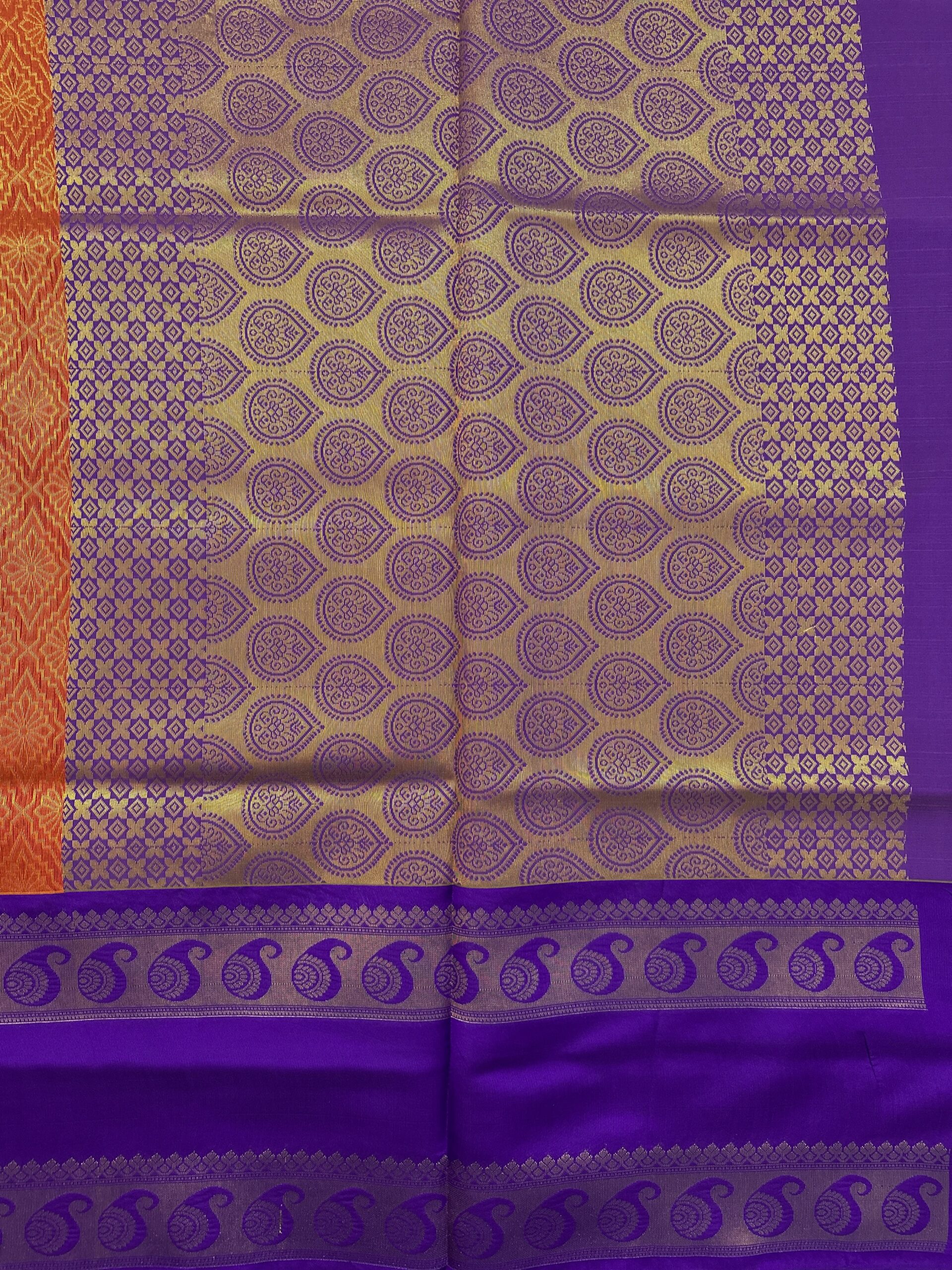 Orange Colour - Tissue All Over Design Silk Cotton - Image 2