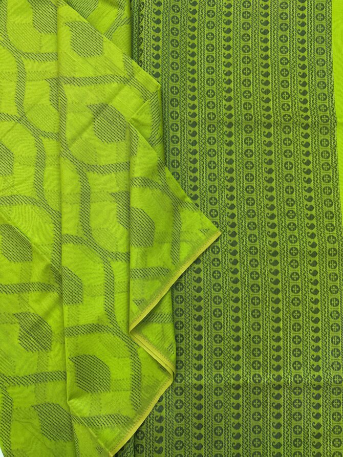 Parrot Green Colour Soft Material Silk Cotton
