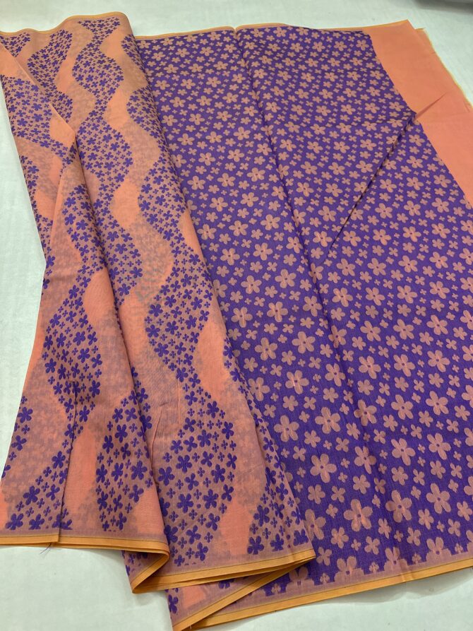 Peach Colour Soft Material Silk Cotton Saree - Image 4