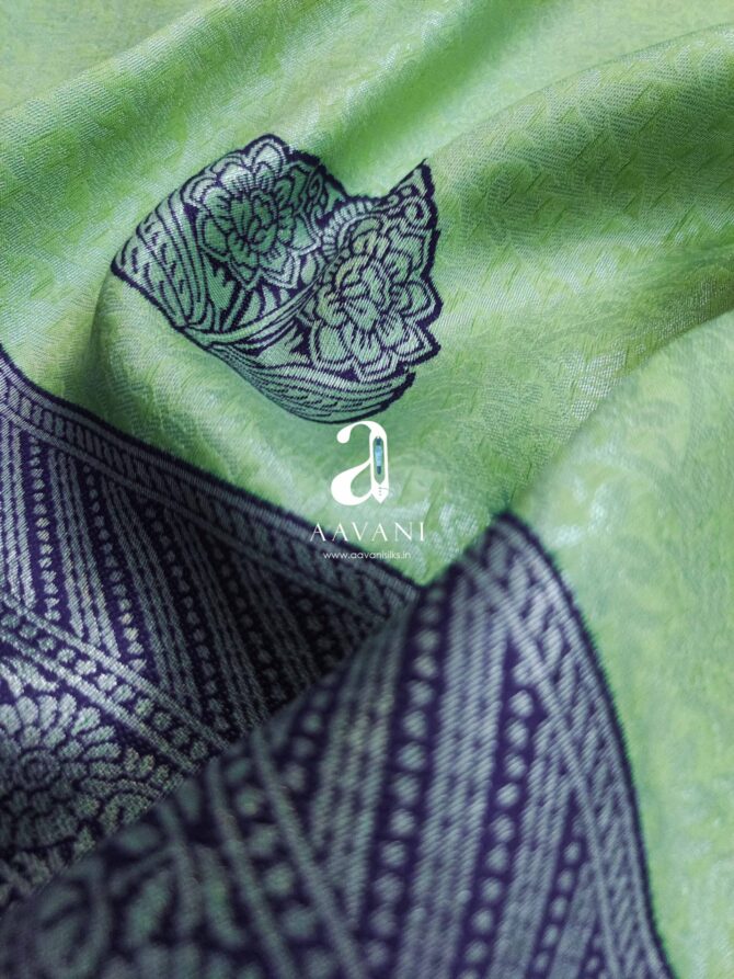 Trendy Semi Silk Saree - Pastel Green - Image 3
