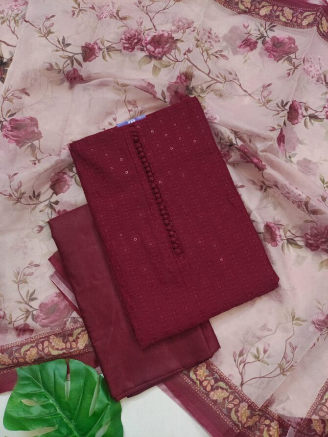 Marron Color Sequence Work Salwar Material