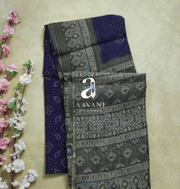 Beautiful Linen Saree - Blue Colour