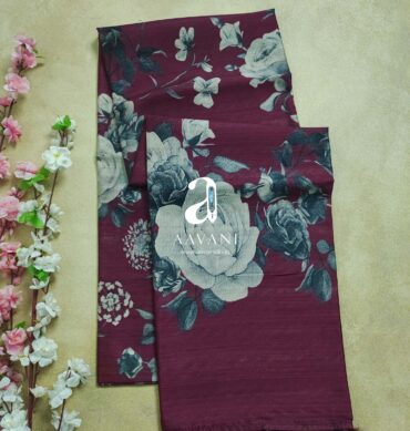 Printed Tussar Saree - Magenta Colour