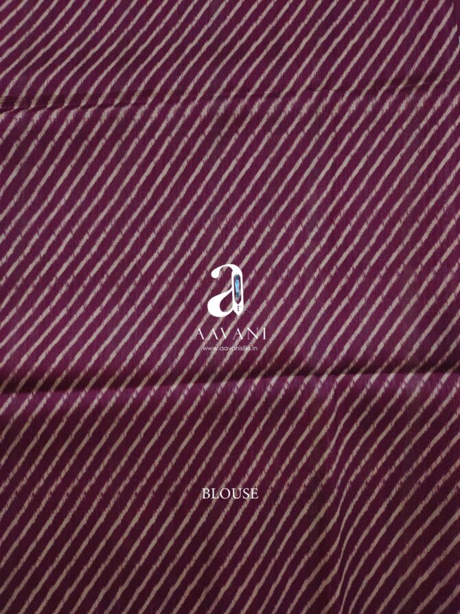 Printed Tussar Saree - Magenta Colour - Image 5
