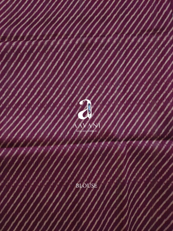 Printed Tussar Saree - Magenta Colour - Image 5