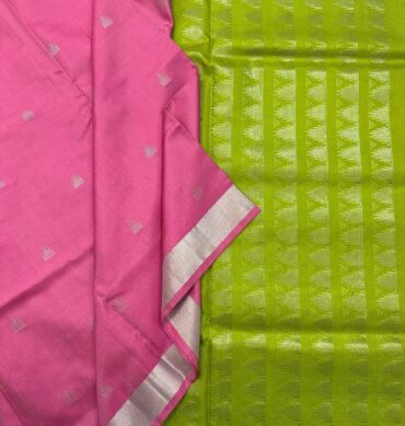 Silver Zari Tissue Border Handloom Soft Silk Saree