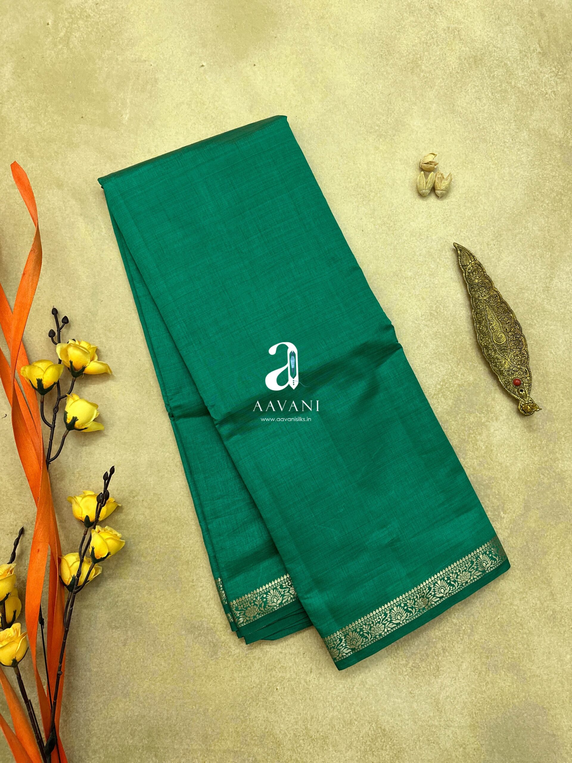 Semi Tussar Saree - Ramar Green