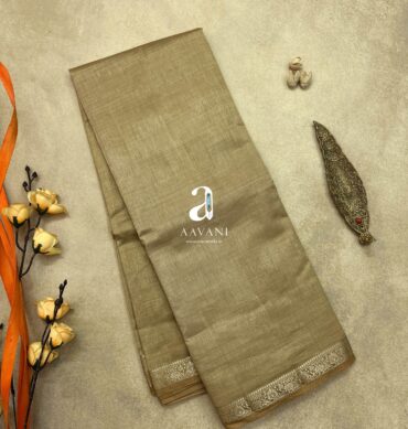 Semi Tussar Saree - khaki colour